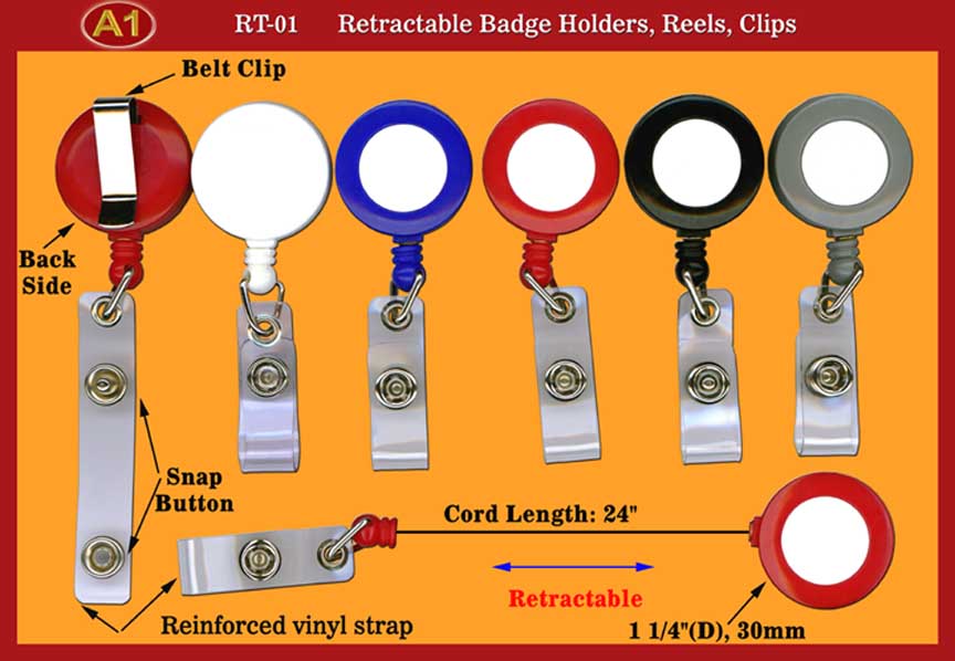 Retractable Badge reel, holder, Clip and Keyring with Custom Logo
