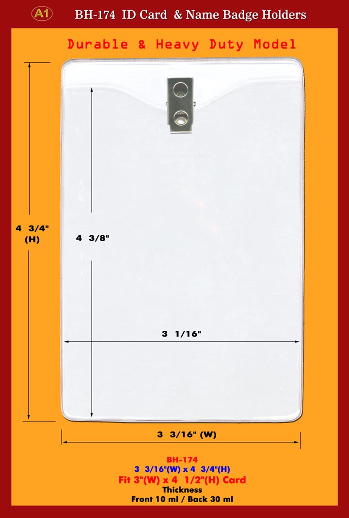 Long-Wear and Heavy Duty 3(w)x4 1/2(h) id Name Badge Holder Supply